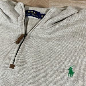 Polo Ralph Lauren Sweater Mens XL Tan Brown 1/4 Quarter Zip Pullover Casual